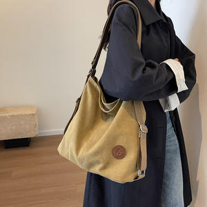 Sac fourre-tout grande capacité pour femme, fermeture éclair, doublure polyester, style urbain et épuré, toile, loisirs, voyage, polyvalent - Product Image 4