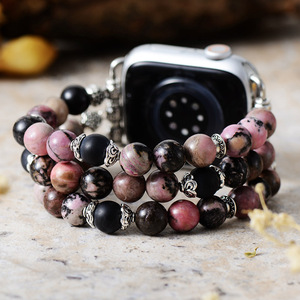 Bracelet de montre Apple en pierre naturelle perlée, plaqué or, élastique, bijoux bohèmes pour Apple Watch 40 mm 44 mm - Product Image 4