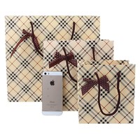 Sac fourre-tout en papier cartonné blanc de la marque Jiaxiang pour emballage cadeau et vêtements, motif écossais couleur chair, impression offset