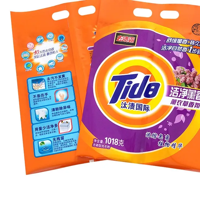 Colorful custom printing durable detergent washing powder packing plastic bag printing doypack bag