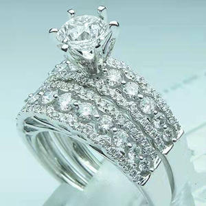 Anello di fidanzamento con diamanti in oro bianco per donna, diamante naturale con taglio rotondo brillante, colore D DJ027 - Product Image 1