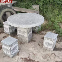 Table-banc en pierre de granit naturel de style chinois pour hôtel, villa, jardin, parc, zones de repas - Design moderne, respectueux de l'environnement