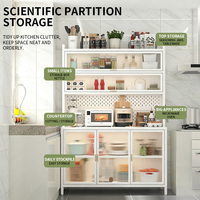 Meuble de rangement grande capacité à double porte en acier, armoire de cuisine avec étagère réglable, buffet multifonctionnel pour salle à manger