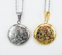 Nouveau cadre Photo en acier inoxydable, médaillon avec de nombreux motifs de fleurs, pendentif sculpté, bijoux Vintage de Style ancien