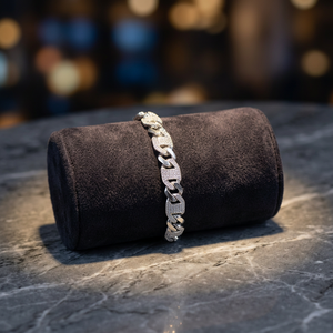 Pulsera de Eslabones de Plata Fina Chapada en Rodio Satva con Detalles Texturizados Brillantes para un Estilo Elegante y Unisex para Fiestas - Product Image 1