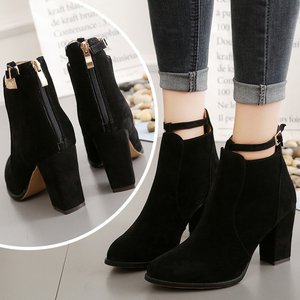 Bottines à talon épais pour femmes, dessus en <span class=keywords><strong>daim</strong></span>, chaussures habillées d'hiver, antidérapantes, vente en gros d'usine, prêtes à être expédiées - Product Image 4