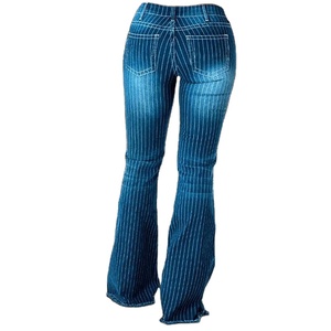 New Cross-Border European American Women's Hot Selling Explosions Striped Flared Wide Leg Pants Washed Spring Mid Waterproof - Product Image 1