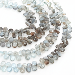 Cuentas de piedra de lágrima facetadas de Aguamarina musgo multisombreado para la fabricación de joyas - Product Image 1