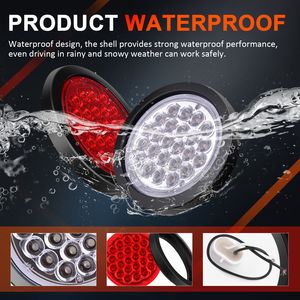 Đèn Hậu Chạy Bộ Đèn Dừng Lùi Dự Phòng Màu Đỏ Hổ Phách Trắng <span class=keywords><strong>4</strong></span> <span class=keywords><strong>Inch</strong></span> Tròn 24 Đèn <span class=keywords><strong>LED</strong></span> Cho Xe Moóc Xe Tải - Product Image 4