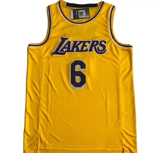 Toptan M & N serisi basketbol forması, örgü nefes basketbol forması, boyutu 6 James sarı basketbol forması
