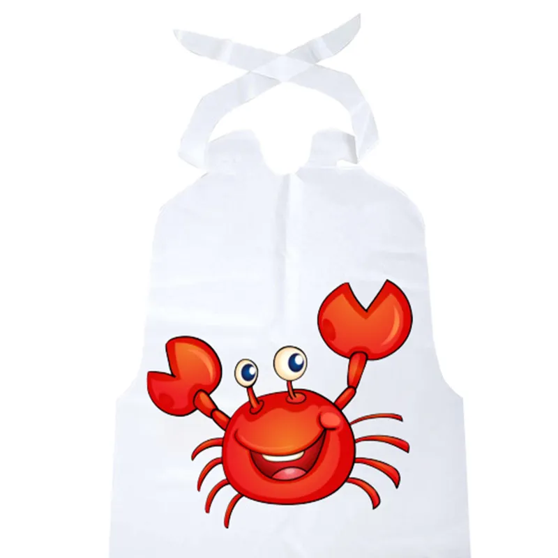 Bavoirs de crabe en plastique jetables personnalisés en gros Bavoirs de fête de crabe pour adultes Bavoirs de fête de fruits de mer Bavoirs adultes jetables pour restaurants