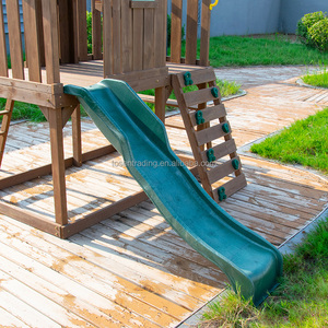 Casita de juegos de madera de 2 pisos para niños con tobogán y rocas para escalar, banco de picnic para patio trasero, juegos infantiles para exteriores. - Product Image 6
