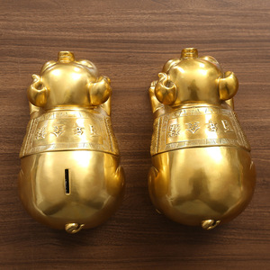Copper World – ornement cochon doré en laiton, tirelire décorative centenaire pour la maison, le bureau, cadeau du nouvel an chinois - Product Image 3