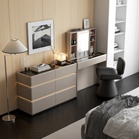Miroir de maquillage multifonctionnel en bois de style italien, réglable en hauteur, sensation luxueuse haut de gamme, intelligent et électrique pour chambre à coucher