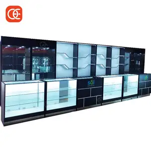 Tobacco Display Showcase Rack Cabinet Glass Display Smoke Shop Display Retail Store For Hookah Shop Renovation