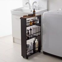 Chariot de rangement mince, largeur 5 pouces, chariot à roulettes blanc à 3 niveaux avec poignée pour cuisine salle de bain blanchisserie endroits étroits