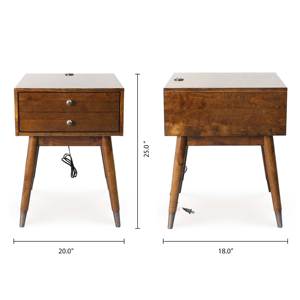 TACASA-Table de chevet intelligente en bois avec chargement USB, 2 tiroirs, construction en bois massif et design moderne, prêt à être expédié - Product Image 4