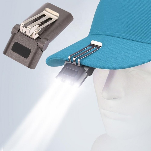 LED Sesnor Hat Clip Light USB Rechargeable Bright Headlamp Portable Helmet Lamp Mini Waterproof Adjustable Fishing Hat Brim Lamp