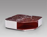 Mesa de centro de salón de acero inoxidable con tapa de mármol de diseño italiano de lujo minimalista