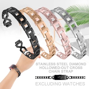 Thép không gỉ Watchband truyền cảm hứng cho <span class=keywords><strong>HR</strong></span> thay thế kim cương kim loại dây đeo Hollow Ban nhạc cổ tay cho <span class=keywords><strong>Fitbit</strong></span> truyền cảm hứng - Product Image 2