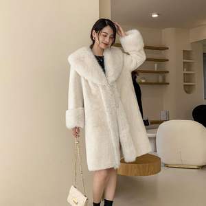 Nuevo abrigo de visón integrado cálido de invierno para mujer, abrigo largo de piel de lujo con pelo de marta para mujer, abrigo de talla grande - Product Image 2