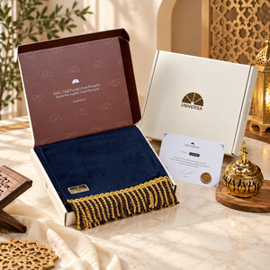 Navy Head Prayer Mat Prophet of Prayer Mat Premium Fur <b>Foam</b> Faux Sujood Mat with Gold Tassel and 24K Gold - Product Image 5