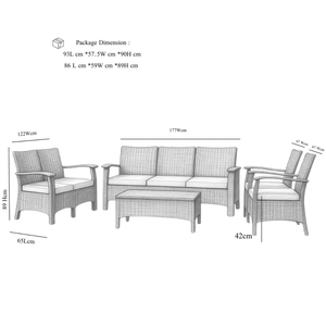 Ensemble de conversation d'extérieur 4 pièces en rotin tressé de qualité commerciale avec coussins épais amovibles pour jardin, cour et terrasse - Product Image 2