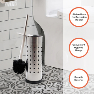 Modern Steel <strong>Toilet</strong> <strong>Brush</strong> Holder <strong>Chrome</strong> Metal Hollowed Holder Durable Nylon <strong>Brush</strong> <strong>Toilet</strong> Clean <strong>Brush</strong> for <strong>Toilet</strong> - Product Image 2