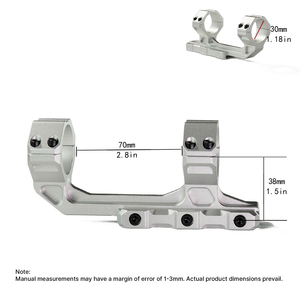 Support de lunette BANGBANG - Support de lunette cantilever pour tube de 30 mm, hauteur centrale de 1,5 po pour optique extérieure (Argent) - Product Image 3