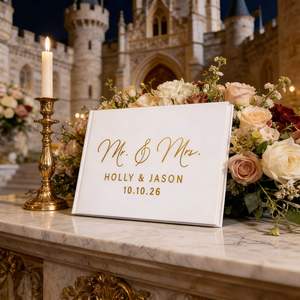 Livre d'or de mariage, livre d'or personnalisé avec nom et date, livre souvenir à couverture rigide blanche pour mariage, fête prénuptiale, réception - Product Image 2