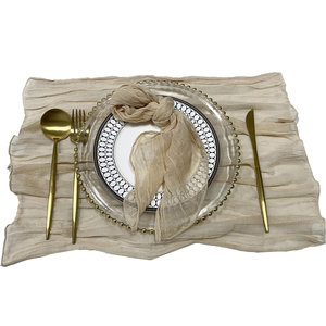 Serviettes en tissu de lin 100% de haute qualité à la main couleurs unies motif brodé jetable pour les mariages événements à manger-disponible - Product Image 2