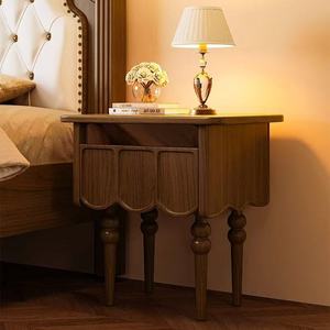 Solid wood bedside table, <b>bedroom</b> minimalist modern Nordic retro <b>storage</b> <b>cabinet</b>, multi-functional shelf, bedside table - Product Image 1