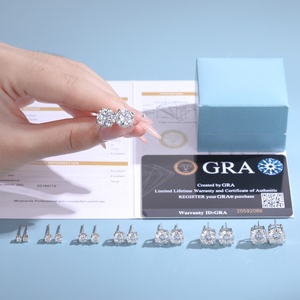 Boucles d'oreilles clous classiques 4 griffes en moissanite 0,1 à 4 carats, or blanc, <span class=keywords><strong>argent</strong></span> sterling <span class=keywords><strong>925</strong></span>, moissanite VVS, pour hommes et femmes - Product Image 6