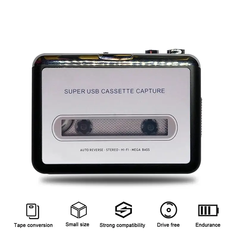 USBカセットキャプチャーラジオプレーヤーポータブルUSBカセットテープからMP3コンバーターキャプチャーオーディオミュージックプレーヤーテープカセットレコーダー