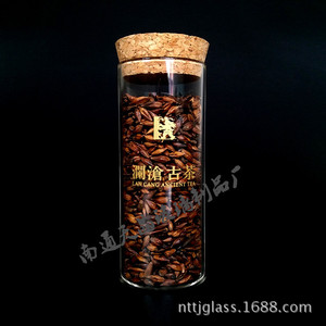 Tarro de Té de Vidrio de Borosilicato de Alta Calidad Tianjing, 47x2.0x112mm, Cilíndrico Transparente con Tapón de Corcho, Botella de Almacenamiento - Product Image 1