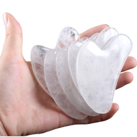 Planche à Gratter Gua Sha en Quartz Transparent avec Logo Personnalisé, Pierre Gua Sha en Forme de Cœur, Outil Facial Naturel en Quartz Clair