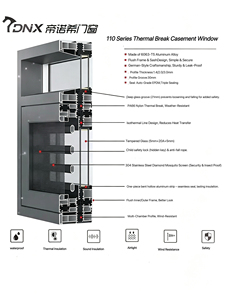 <span class=keywords><strong>Ventanas</strong></span> Modernas Abatibles de Aluminio con Doble Acristalamiento Templado Low-E, Insonorizadas y con Rotura de Puente Térmico para Villas y Hoteles - Product Image 6