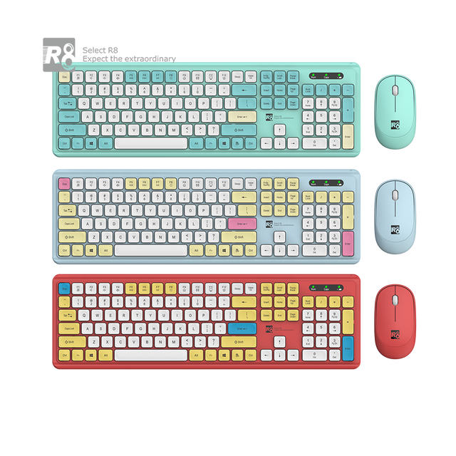 Quality Wireless Keyboard and Mouse Combos 2.4g Standard Keyboards Colorful Mice Sets for Windows PC School Office