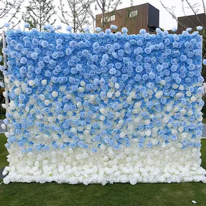 Individuelles 3D / 5D-Einrolltuch Rose Blume Kulisse Hochzeitsdekoration Blume