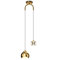 Luminaire suspendu LED moderne minimaliste nordique pour salon, chambre à coucher, chevet, luminaire suspendu en cristal, or noir, E27, luminaire suspendu en métal