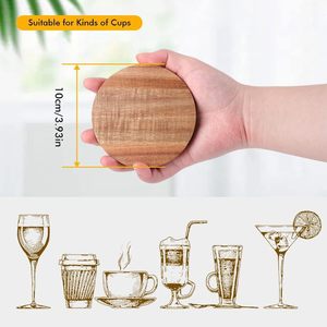 Ensemble d'ouvre-bouteilles en bois et de sous-verres ronds de bureau, tapis isolant thermique, style japonais, pour le thé de l'après-midi - Product Image 3