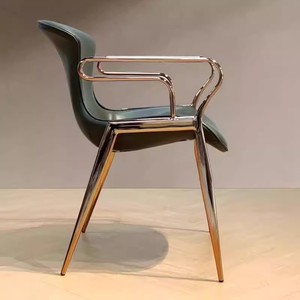 Silla de Cuero Verde de Lujo Personalizada, Silla Comercial Vintage con Reposabrazos Metálicos <span class=keywords><strong>para</strong></span> Hotel, Restaurante, Bar, Cafetería - Product Image 3