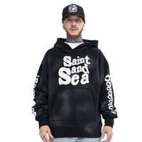 Camiseta de hombre de otoño, estilo urbano, 100% algodón de alto gramaje, corte holgado, con estampado de letras y efecto puff, lavado Monkey, hombro caído, ecológica
