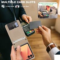 Étui portefeuille de luxe avec porte-cartes pour Samsung Galaxy Z Flip 8/7/6/5/4/3, en cuir PU
