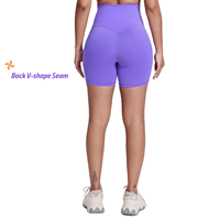 Short de sport élastique à taille haute pour femmes Logo personnalisé Fitness Yoga Bike Run Cycle Shorts-Motif solide