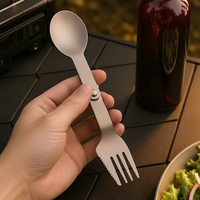 Ensemble de couverts pliants en titane avec baguettes, couteau, fourchette et cuillère, léger, design moderne et minimaliste, idéal pour le camping, cadeau d'extérieur