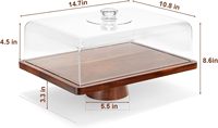 Plateau de service élégant et classique en bois écologique et durable avec couvercle, support à gâteau, compatible lave-vaisselle, présentoir à desserts, décoration de fête