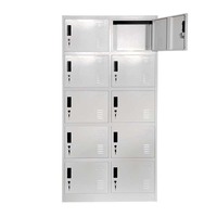 Casier en acier à dix portes personnalisé en usine, casier de vestiaire en métal pour salle de sport, casier à vêtements de sport