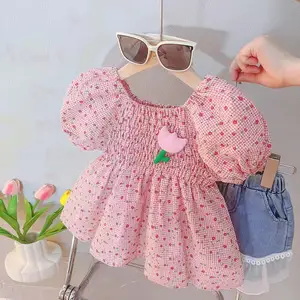 girl summer princess skirt Korean version love print cotton casual toddling baby dress girls frock for 1-5 year