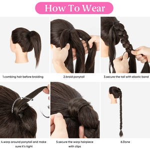 ผมปลอมถักเปียหางม้ายาว 34 นิ้ว <span class=keywords><strong>ราคา</strong></span>ส่งถูก พร้อมยางรัดผมสำหรับผู้หญิง - Product Image 5